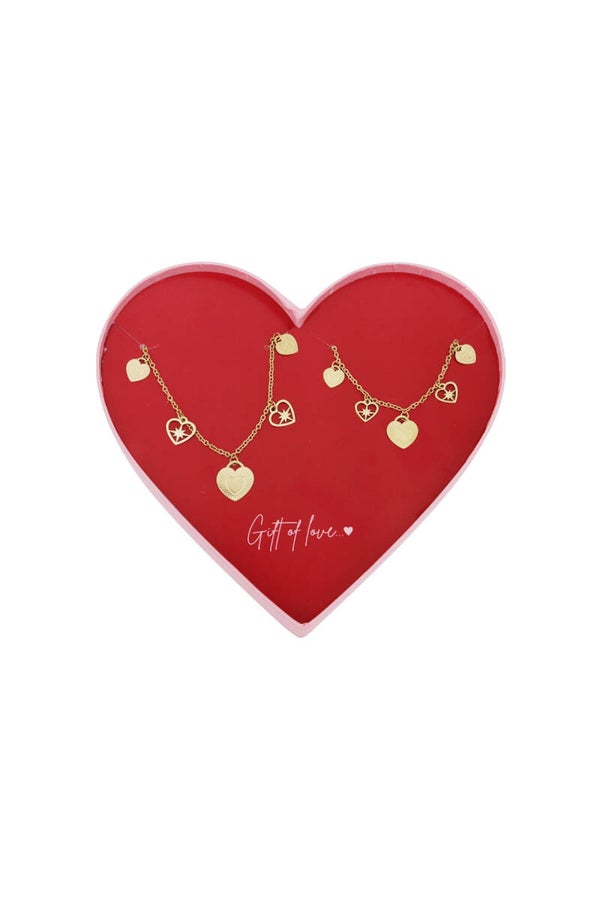 Gift of love Stainless steel jewelry ketting en armbandje - Goud kleur