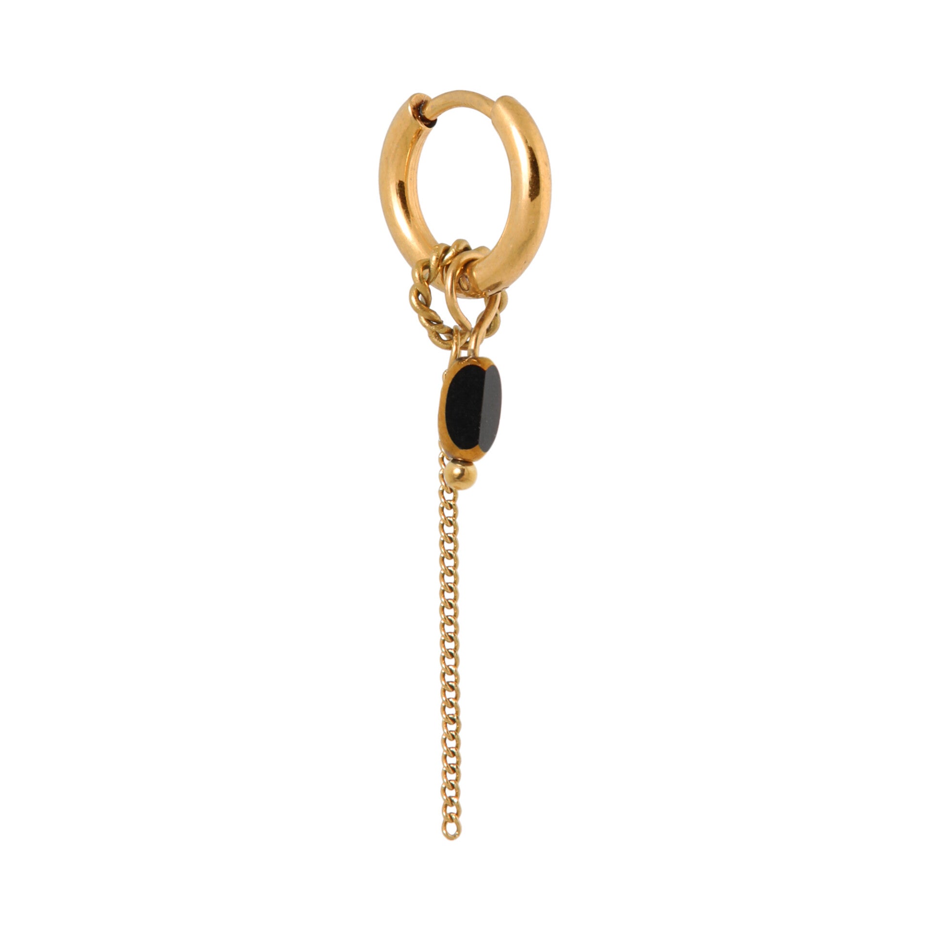 Label Kiki - Chain noir hoop gold