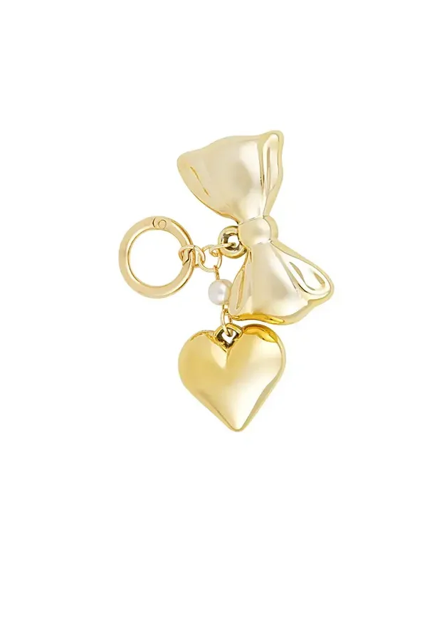 Accessory pendant strikje parel hartje - Goud kleur