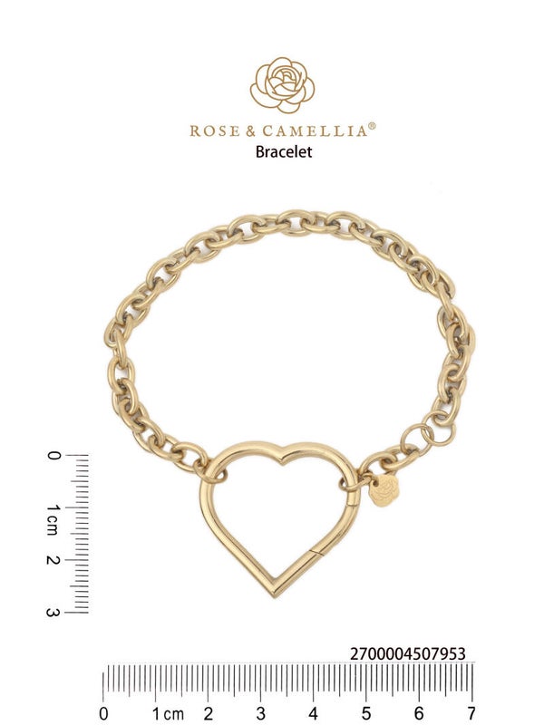 Rose & Camellia stainless steel clipon armbandje hart