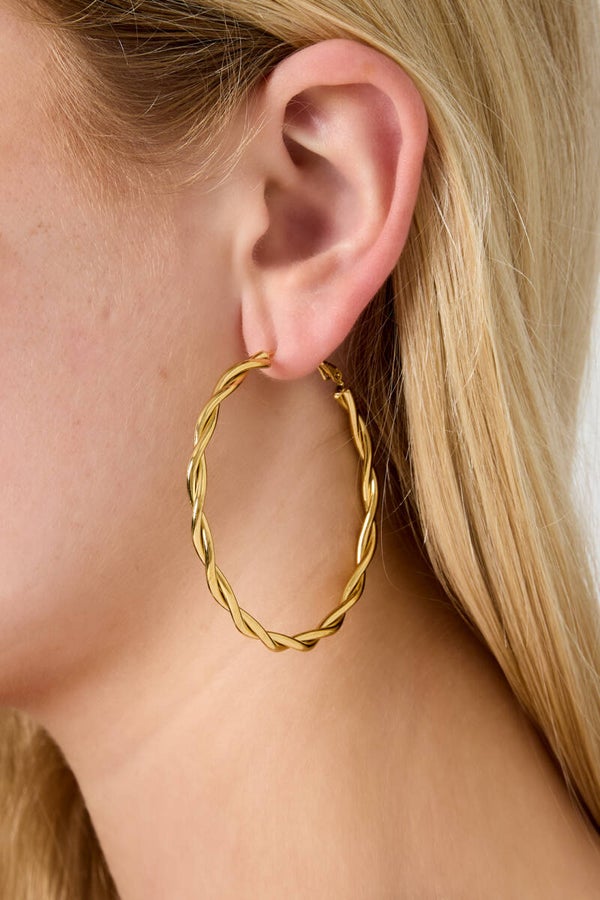 Twisted hoop earrings large goud of zilver