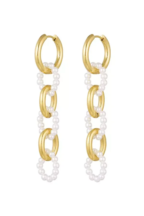 Yehwang - Oorbellen statement pareltjes met goud stainless steel