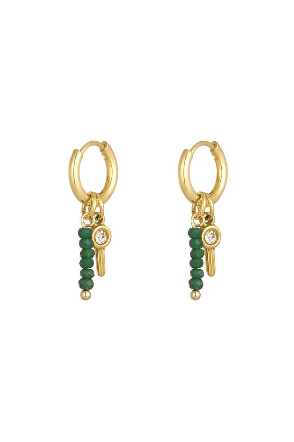 Oorbellen kraaltjes met bedel - Goud kleur/groen