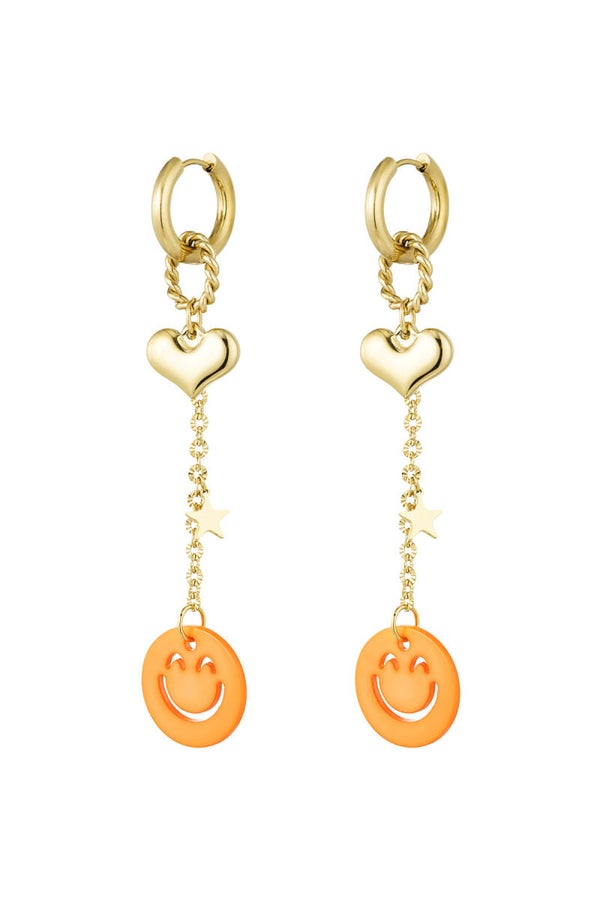 Oorbellen love to smile - oranje