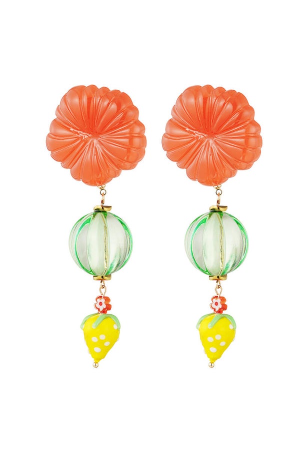 Strawberry love oorbellen - oranje