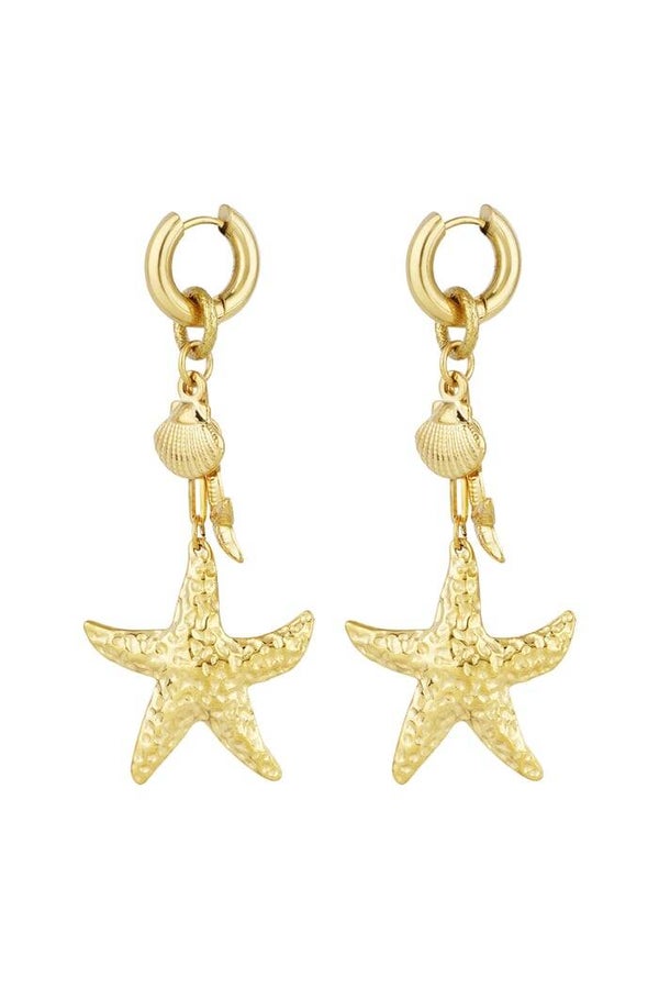 Stainless steel - Oorbellen lover of the sea - Goud kleur