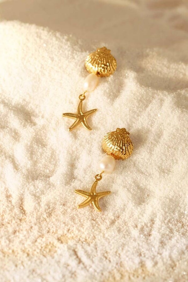 Stainless steel - Oorbellen sea life - Goud kleur