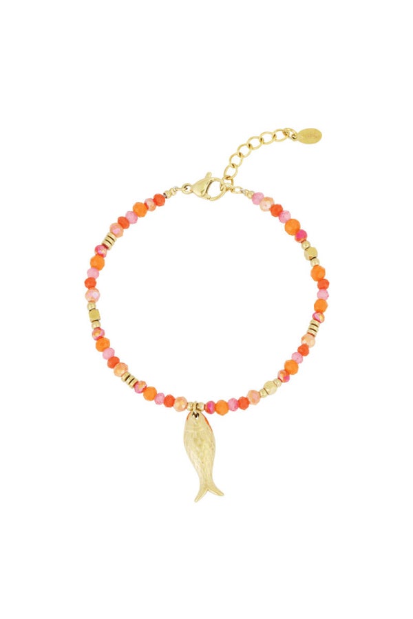 Fish camp; beads armband - oranje