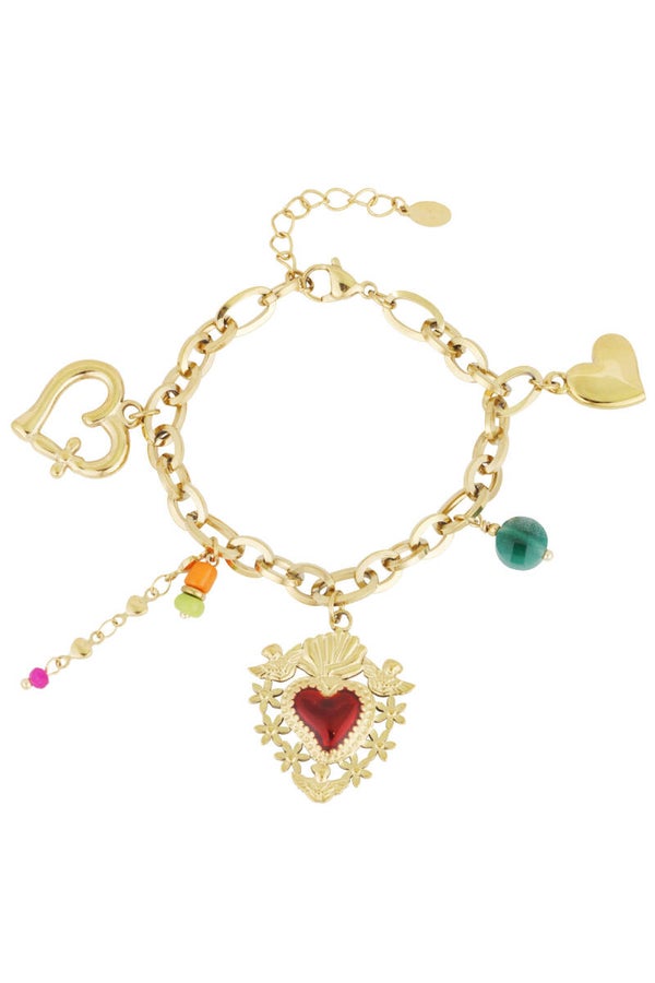 Bedelarmband milagros hart - Goud kleur stainless steel