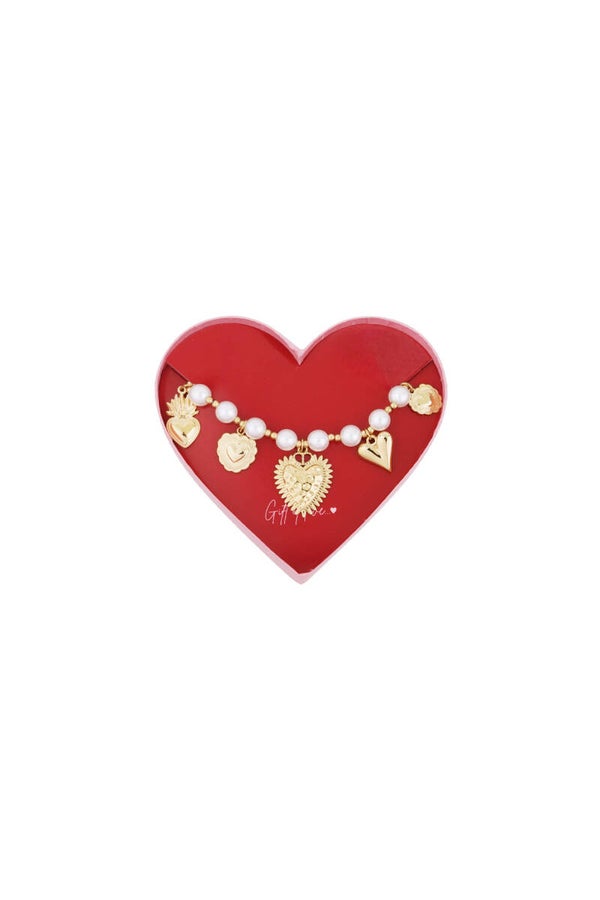 Gift of love Stainless steel parel hartjes Armband - Goud kleur