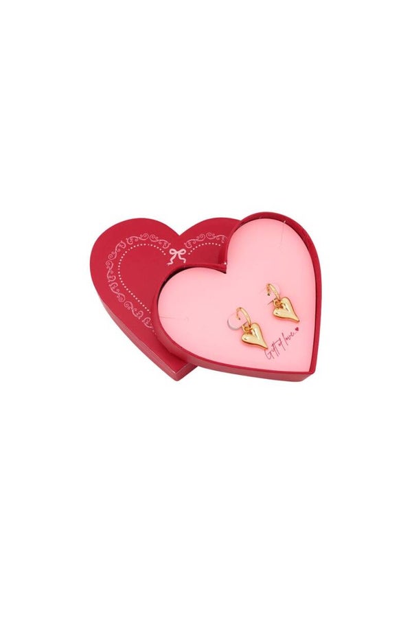 Hart oorbellen in doosje Gold color