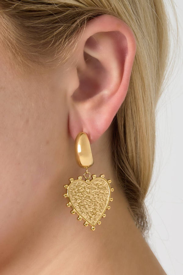 Big love oorbellen  van roestvrij staal met hart, zilver en goud
