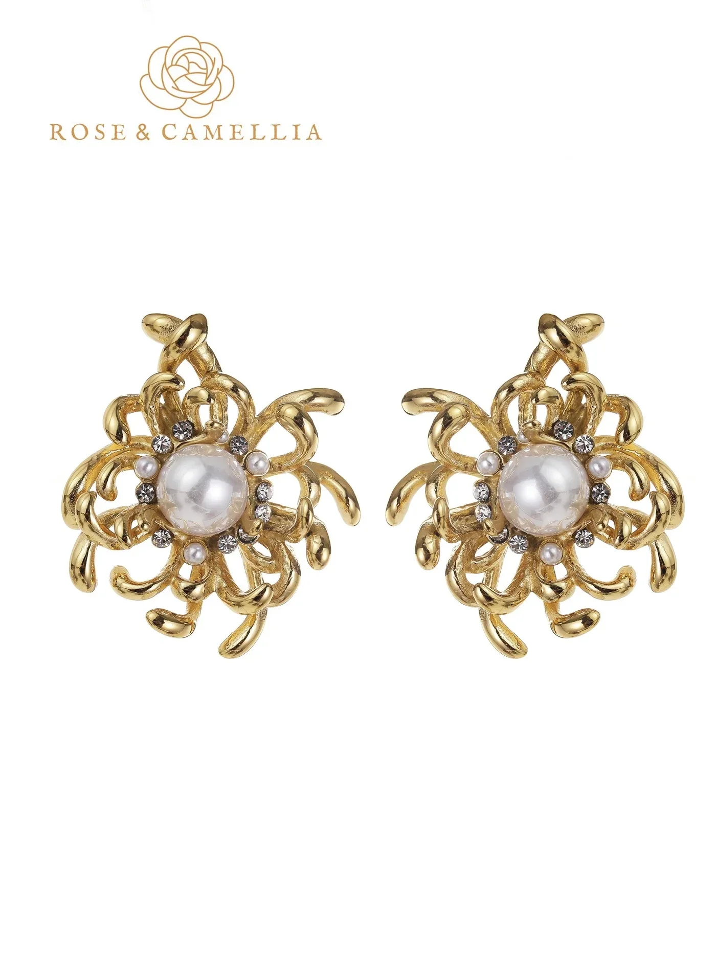 Rose en Camellia - oorbel