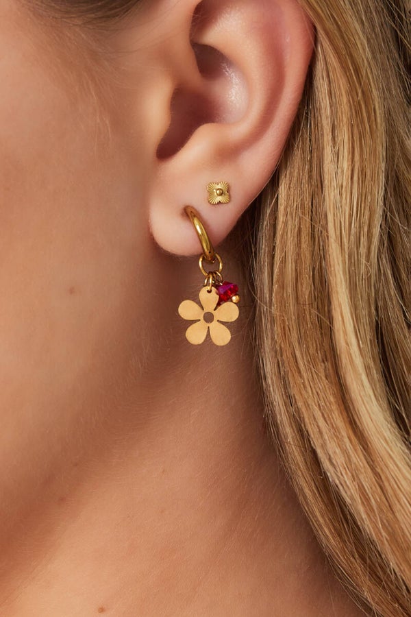 Oorbellen met bloem in 2 kleurtjes