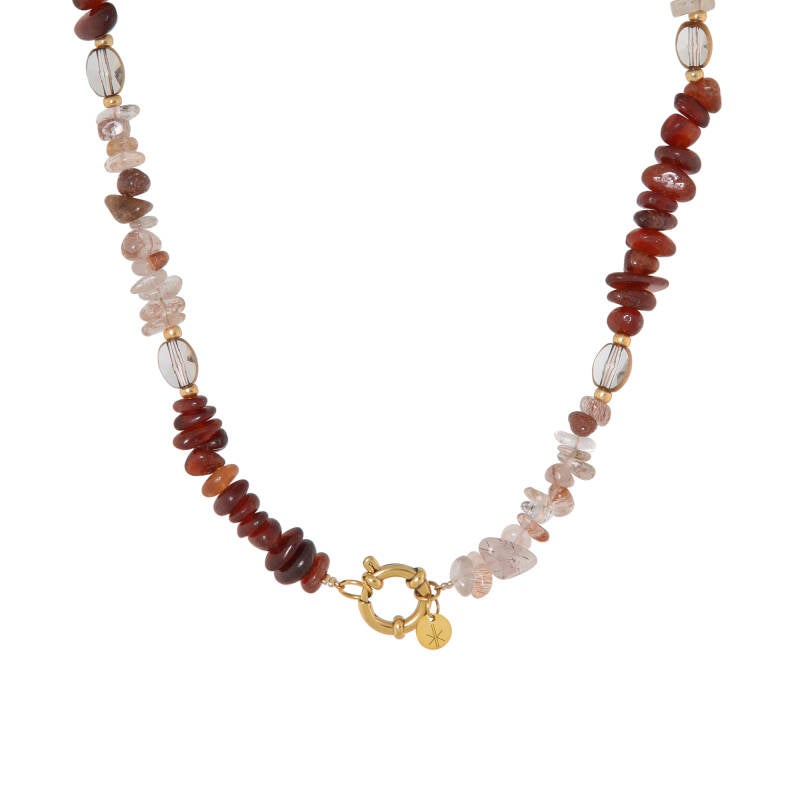 Label Kiki - Red rock necklace gold