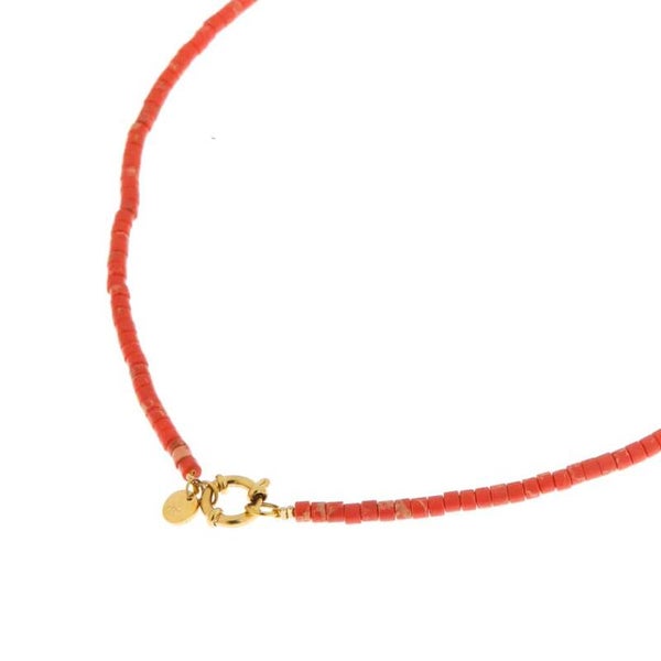 Label Kiki - Coral kiss necklace gold