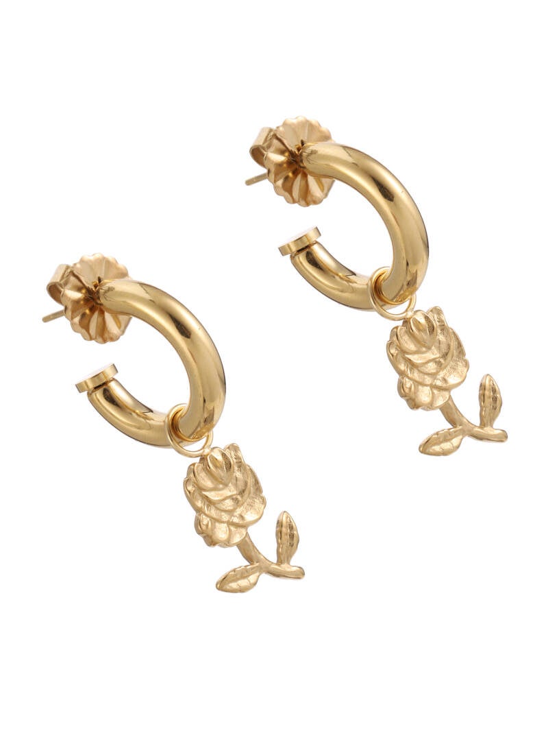 Rose & Camellia stainless steel oorbellen roos