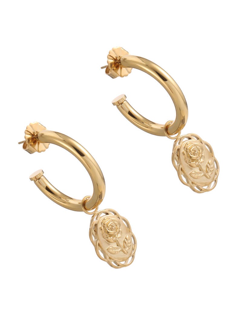 Rose & Camellia stainless steel oorbellen roos