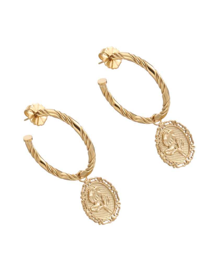 Rose & Camellia stainless steel oorbellen roos