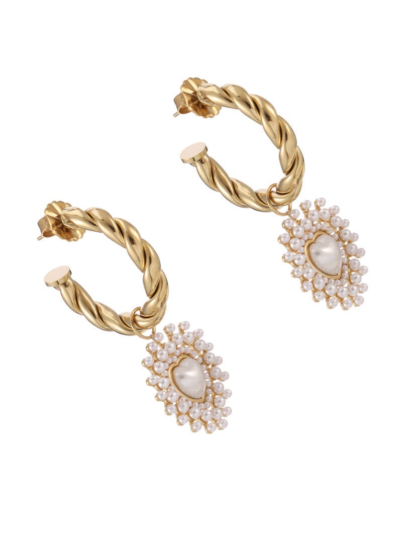 Rose & Camellia stainless steel oorbellen hart