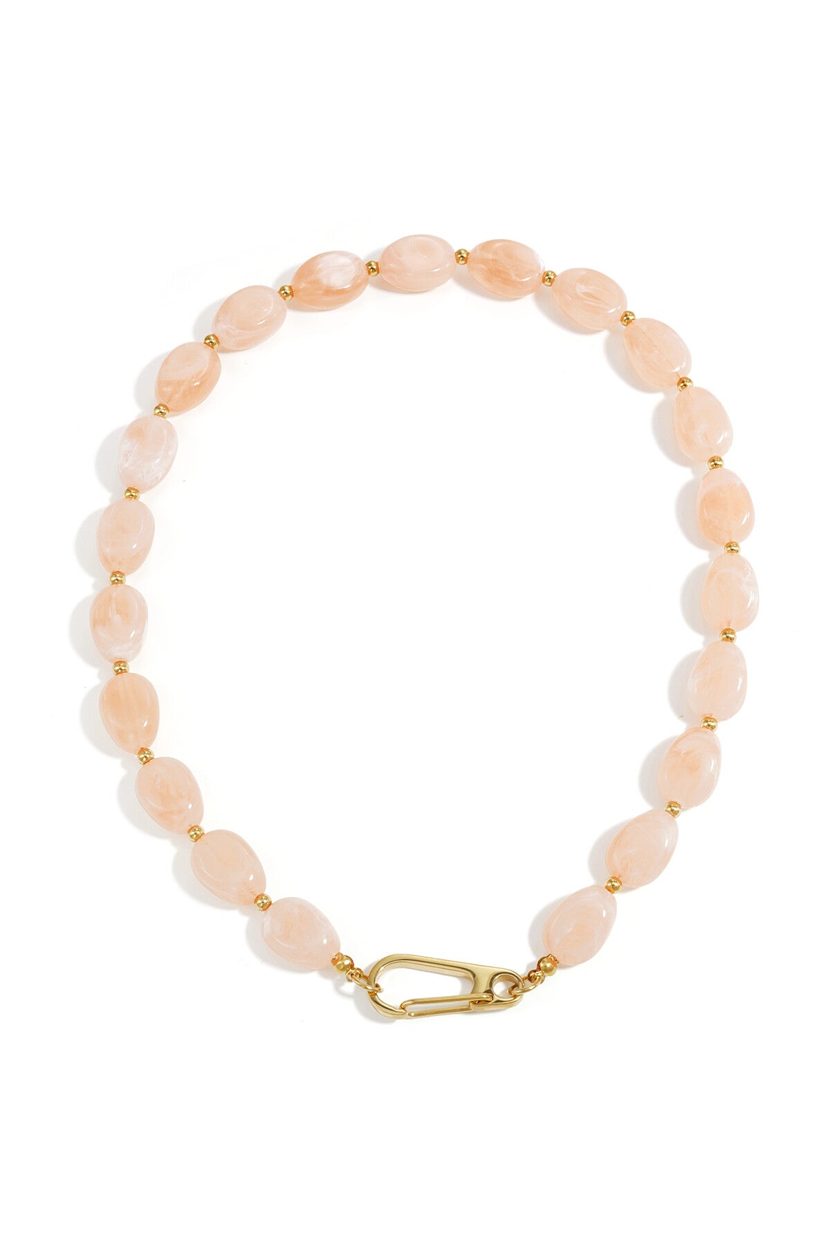 Stainless steel acryl ketting met frontsluiting in het babyrose en - blauw