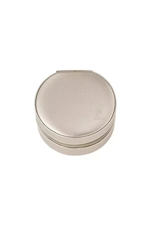 Yehwang - Sieradendoos in ronde vorm  PU - zilver