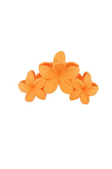 Haarclip met grote bloemen - oranje