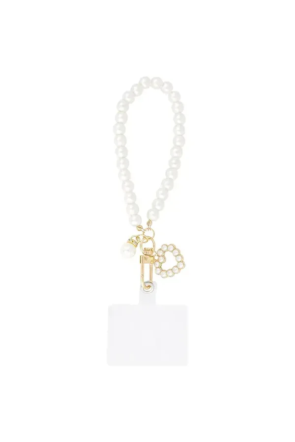 Loving pearl phone cord - Wit goud kleur