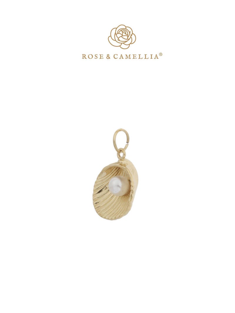 Rose & Camellia bedel stainless steel schelp met parel