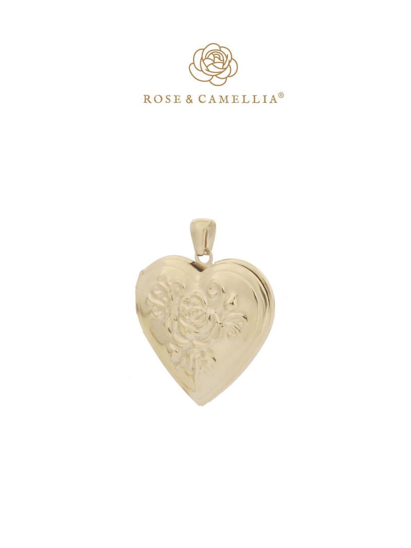 Rose & Camellia bedel stainless steel medaillon hart bloem