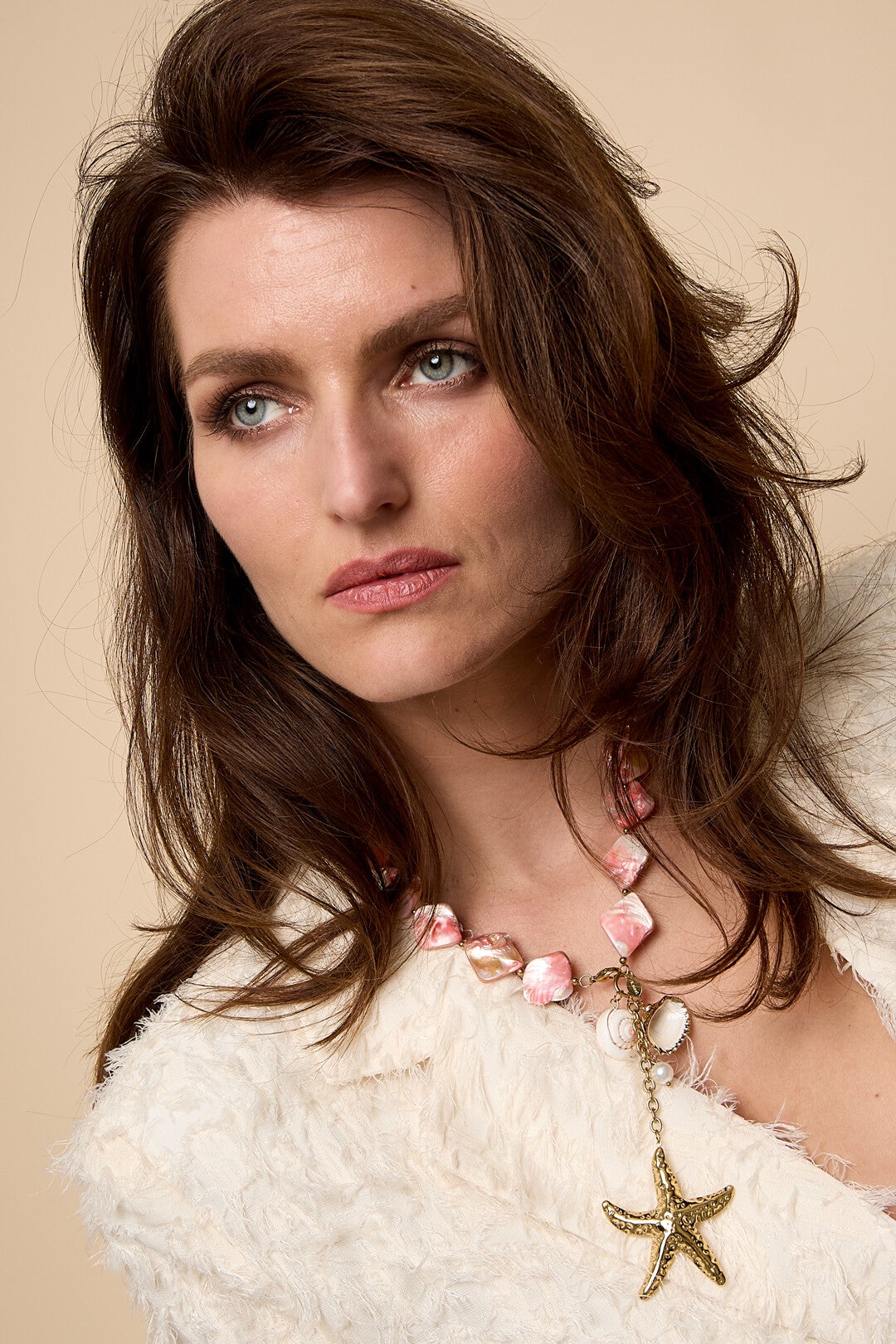 Stainless steel - Ketting van Zeester met schelpen