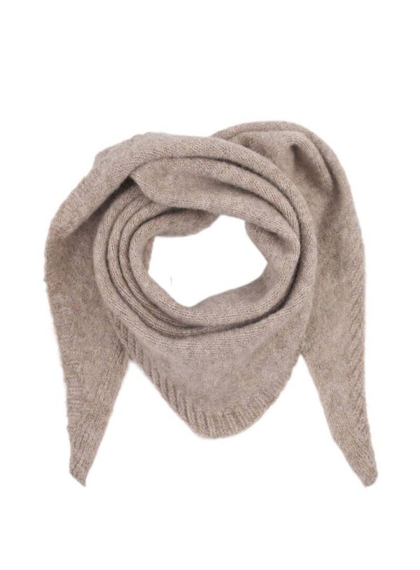Gebreid klein vierkant halssjaaltje - Beige