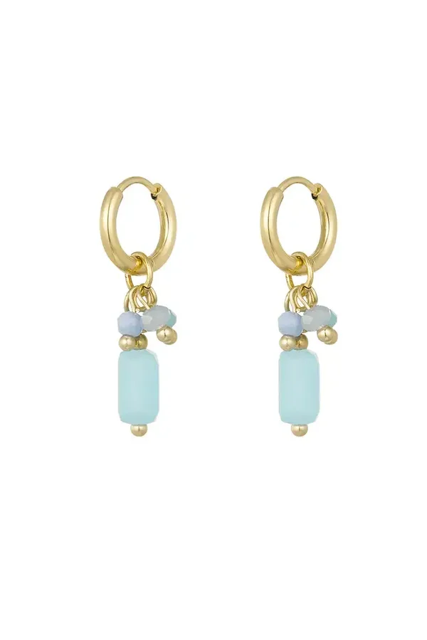 Yehwang Oorbellen met kleurrijke bedels - blauw/goud