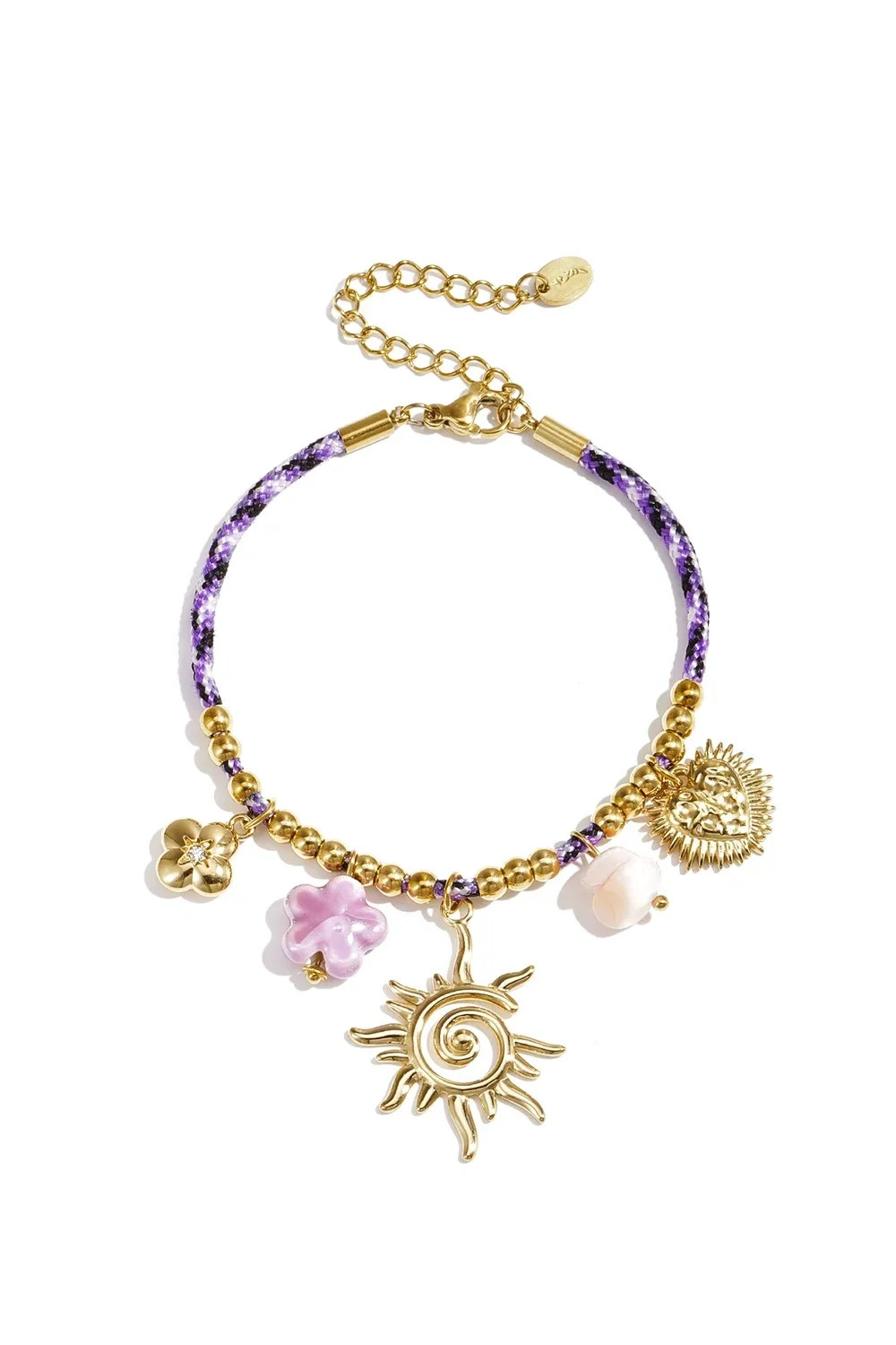 Stainless steel - armband bedel touw blauw