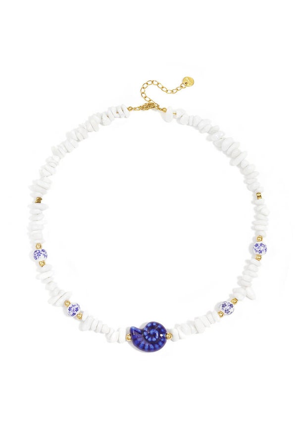 Ketting Blue Shell stainless steel met natuursteen