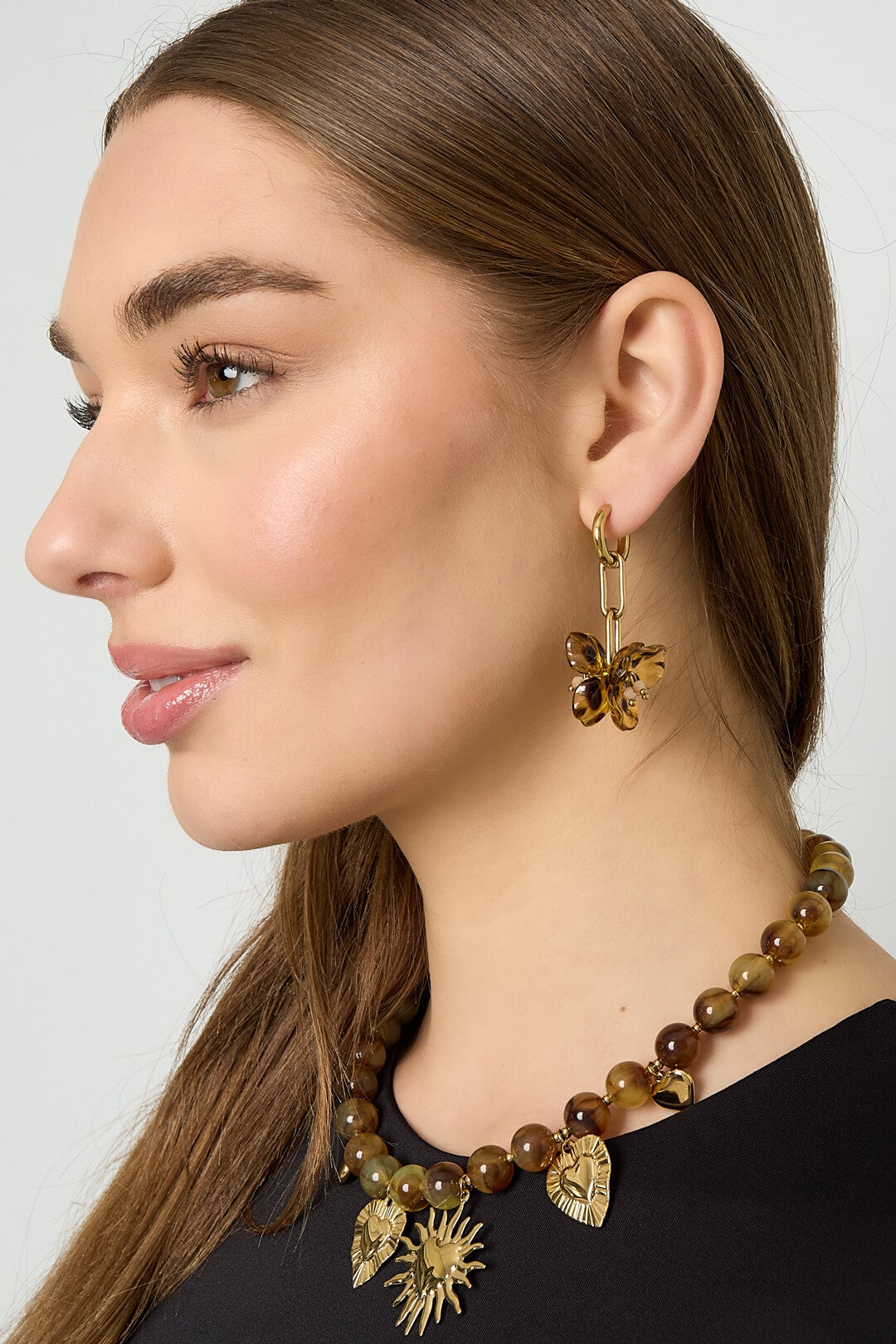 Stainless steel met acryl Bloem oorbellen