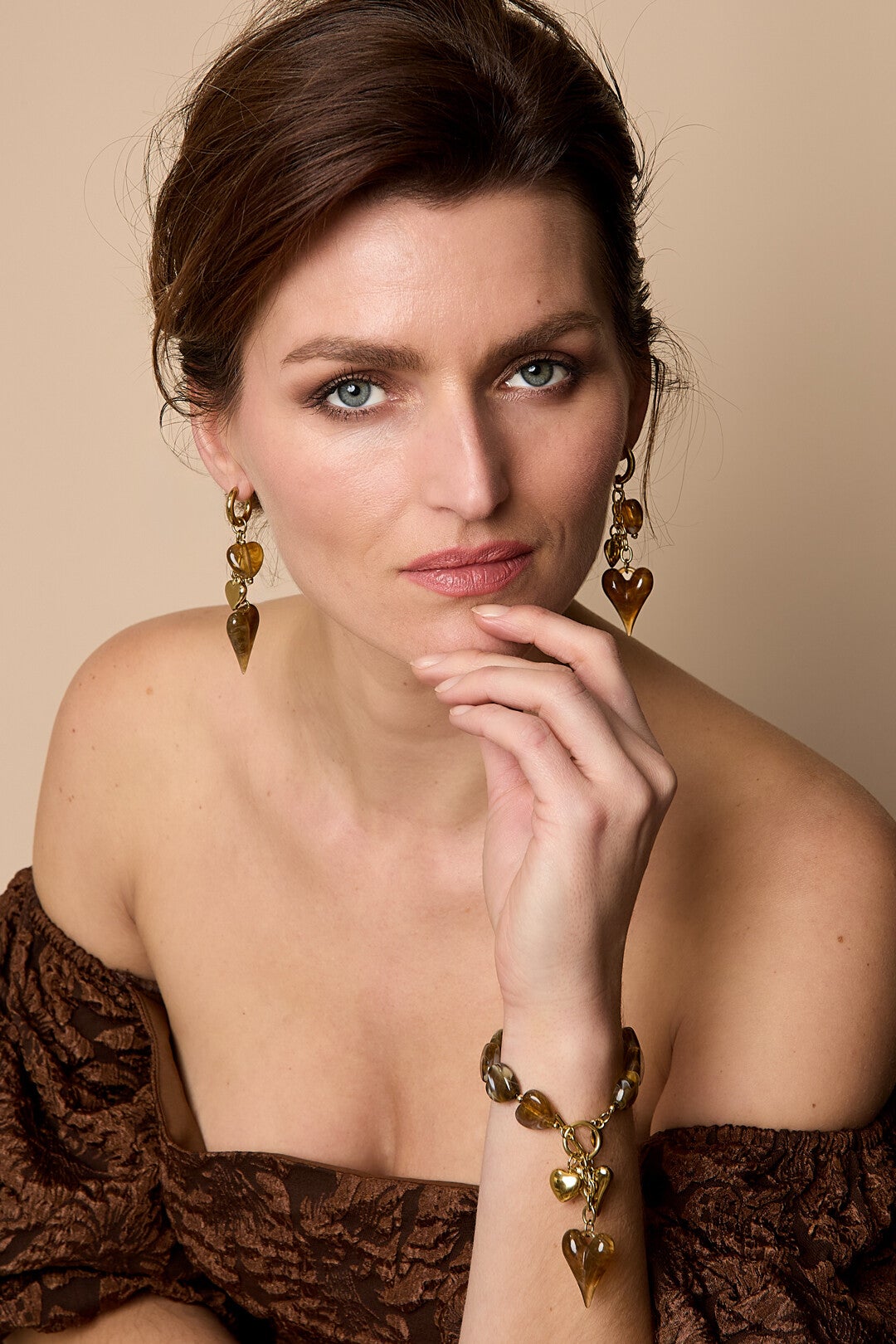 Stainless steel - Oorbellen acryl met Hartjes