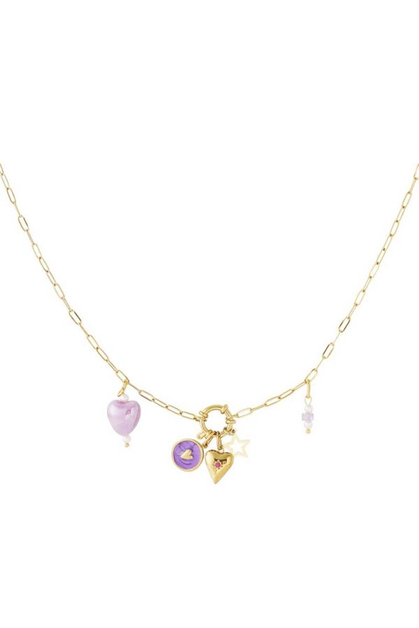 Paarse hart DIY ketting