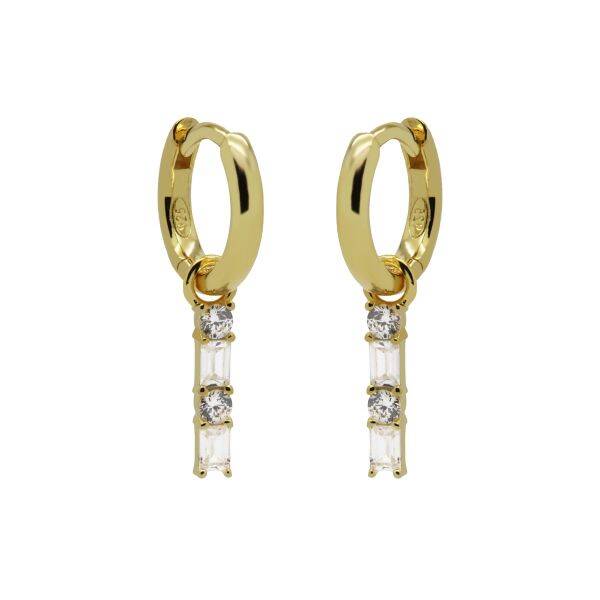 Karma Jewerly - Hinged Hoops Double Zirconia Square Baguette