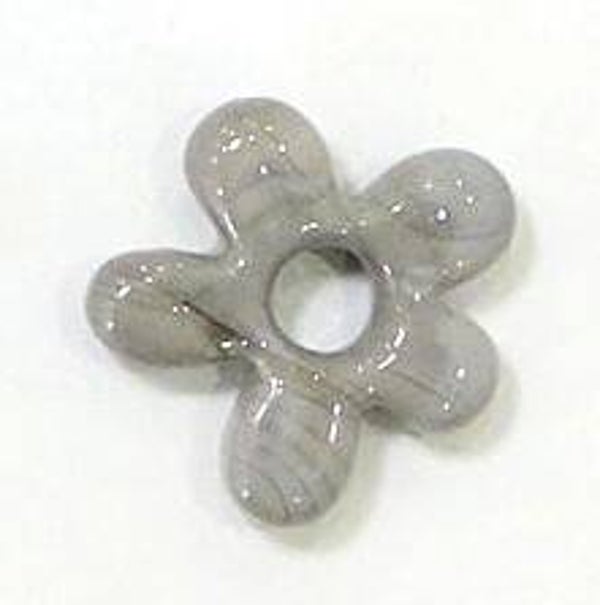 Glazen bloemen donut - diameter 27 mm - grijs