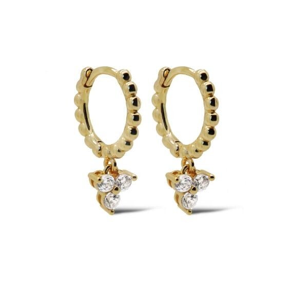 Karma Jewerly - Hinged Hoops Zirconia CELESTE Triple Flower