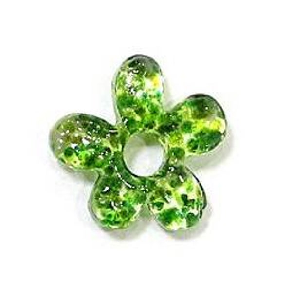 Glazen bloemen donut - diameter 27 mm - groen