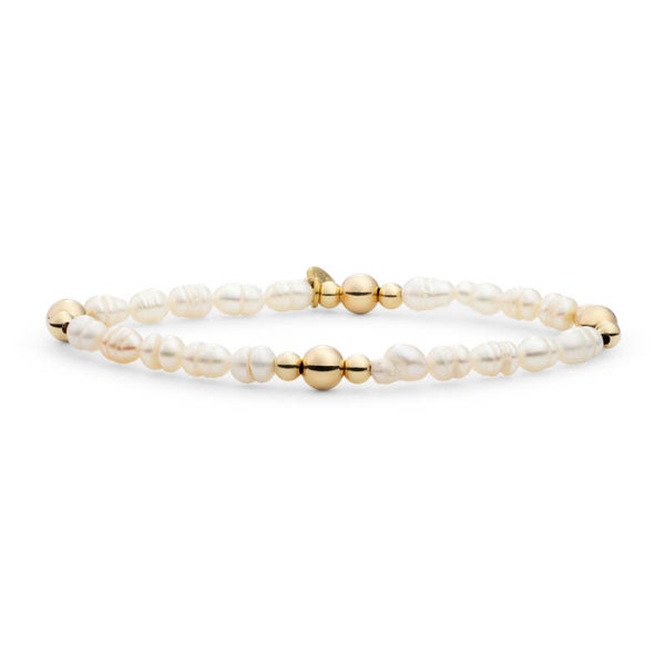 Pearl wit Bold Mix armband smal 3 en 6mm - goud en zilver