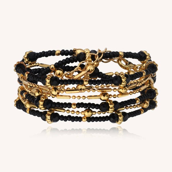 Santibé byoux - Divine 3 Tours Coronne bracelet noir