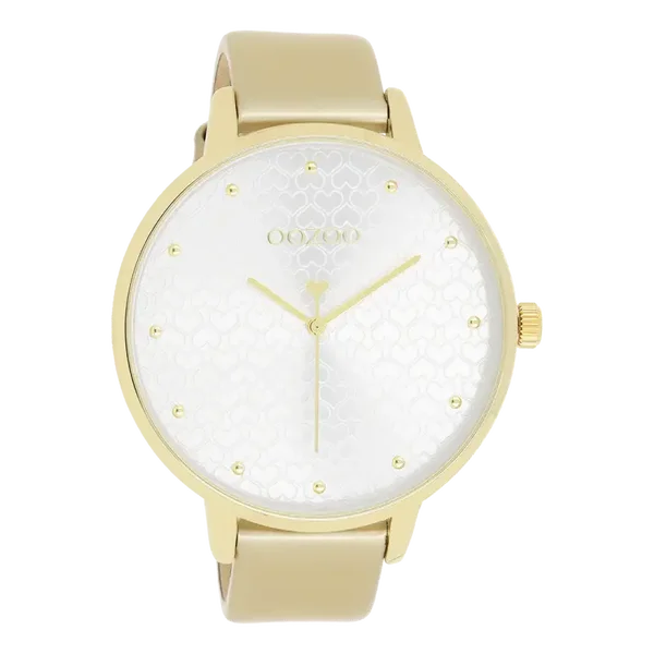 Oozoo Watch - Goudkleurige OOZOO horloge met leren band - C11035