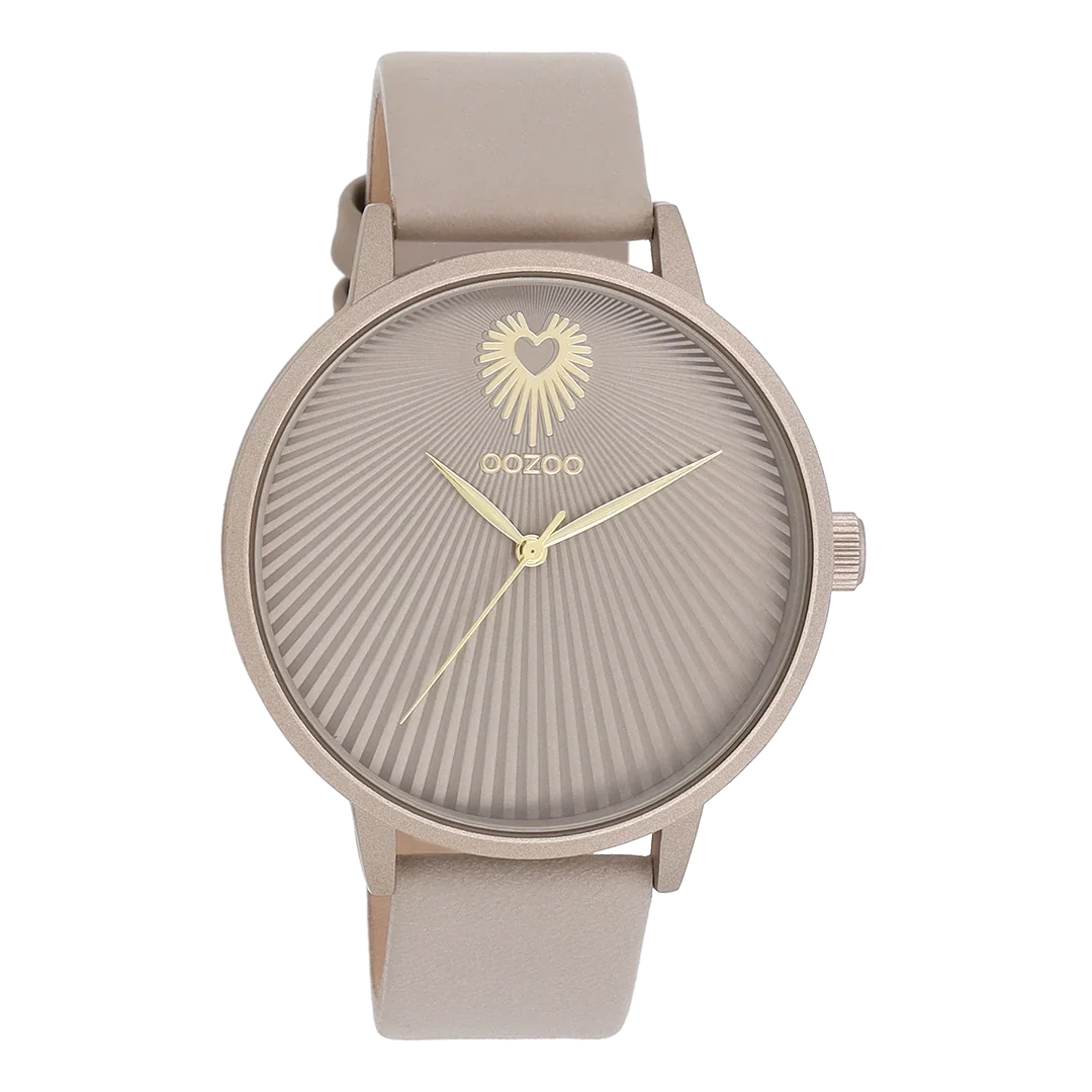 Oozoo Watch - Taupe OOZOO horloge met leren band - C11245