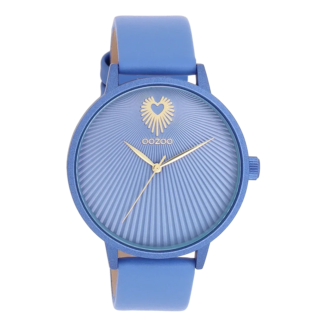 Oozoo Watch - Mineraal blauwe OOZOO horloge met leren band - C11246