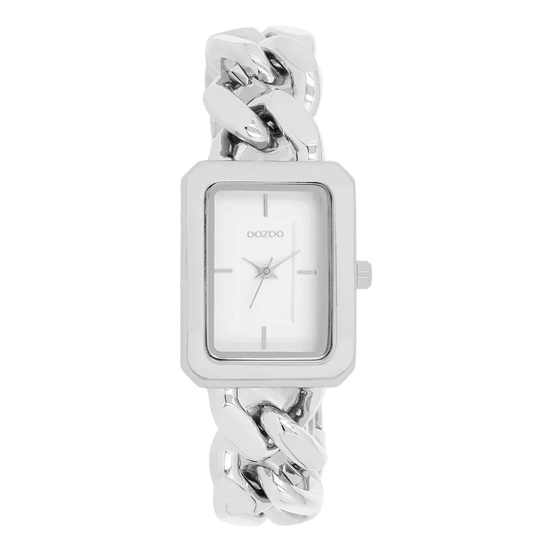 Oozoo Watch - Zilverkleurige OOZOO horloge met schakelarmband - C11270