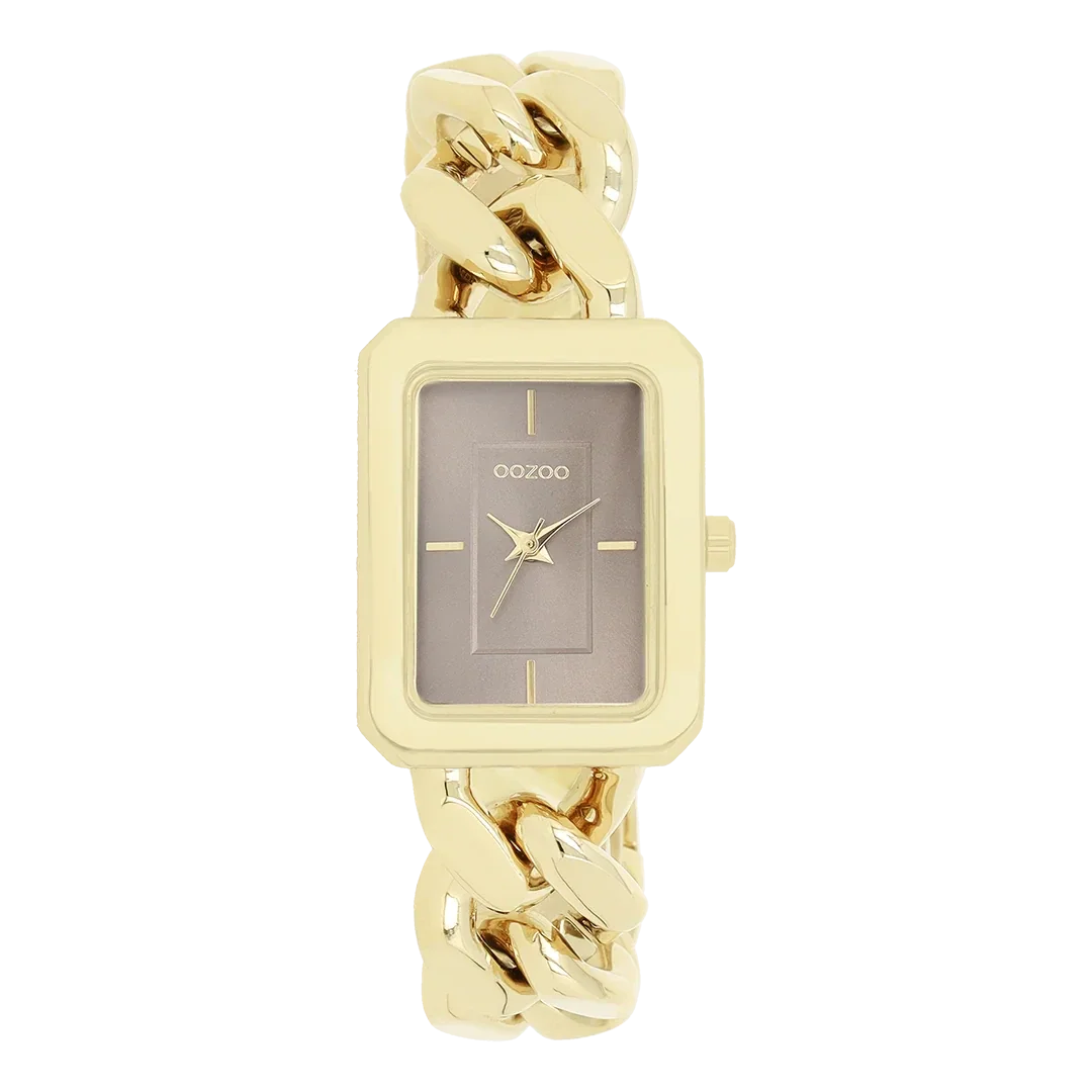 Oozoo Watch - Goudkleurige OOZOO horloge met schakelarmband - C11353