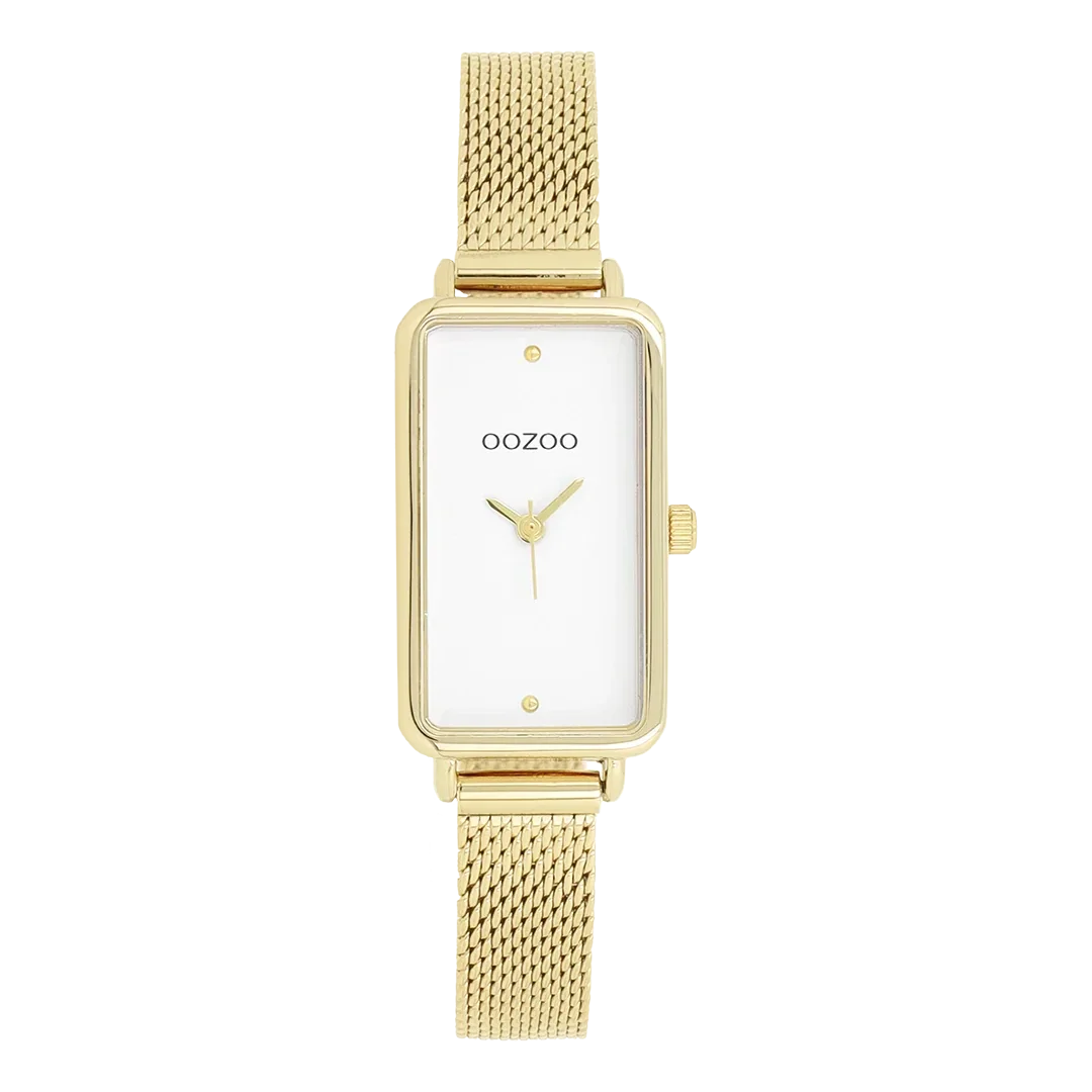 Oozoo Watch - Goudkleurige OOZOO horloge met metalen mesh armband - C11533